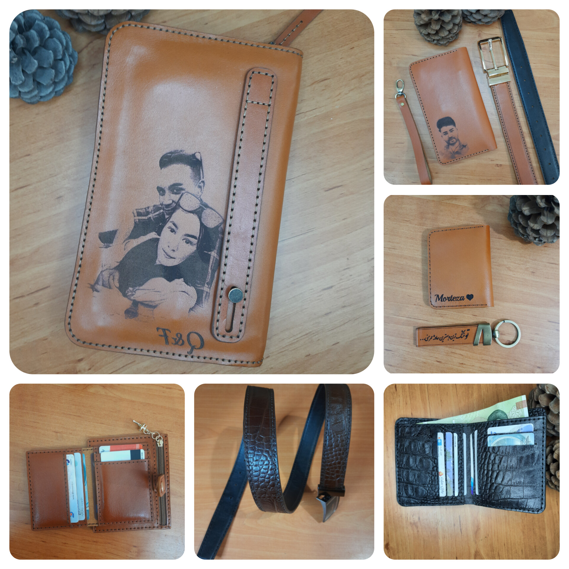 اجرای انواع ست های چرمی طبیعی دست دوز